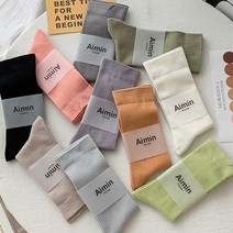 부드럽고 촉감좋은 파스텔톤 여성 컬러 패션 중목양말-5종한세트
