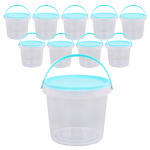 원형 쿠키통 800ml 10개/ 답례품 바스켓 간식통 슬라임통 플라스틱 손잡이 구디백 사탕보관용기, 10개