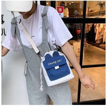 컬러포인트 고양이귀 스마트폰 포켓 미니 캔버스 파우치 숄더백 가방
