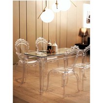 프린세스 고스트 체어 투명 크리스탈 카페 미드센추리 모던 예쁜인테리어 가구, 유리 크리스탈 테이블 120x80x74CM