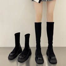 여성 워커 여자 워커힐 하이힐 부츠 플랫워커 패션 부족하지만 무릎 긴 가을 Chunky Heel 탄성 얇은 숏