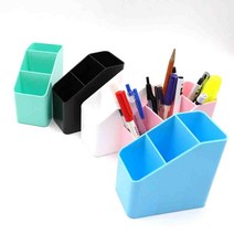 심플 플라스틱 사무실 3칸 연필꽂이통 3개 볼펠꽂이 테이블정리 납케이스