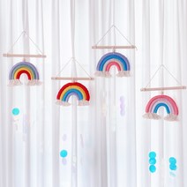아이방 꾸미기 월행잉 인테리어 벽장식소품 홀로그램 무지개 마크라메4종, 3.코랄 파랑 무지개 홀로그램