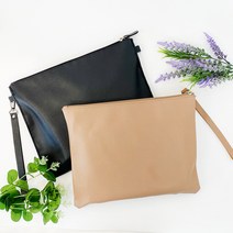 [집콕] 가죽 클러치백 만들기-1인세트(2종 중 택1), 크림베이지, 1개