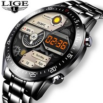 LIGE 새로운 스틸 스마트 워치 남성 방수 스포츠 아이폰 심박수 혈압 호출 정보 smartwatch Fitness tracker|Smart Watches|, 1개, CHINA, Steel belt black