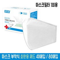 KF94대용 일회용 마스크 필터 40매 교체형 리필 패드, 1BOX 40매입