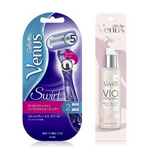 [세트 매입] 질레트 비너스 스월 여성용 면도기 본체 교체 칼날 2개 포함 + 질레트 비너스 VIO 헤어&스킨 2 인 1 클렌저 + 셰이브 젤