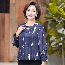 요나걸 여성 의류 상의 블라우스 셔츠 라운드넥 긴소매셔츠 유행없이 매시즌 즐기기 좋은 완소템 엄마 스타일 봄 가을 여자셔츠 + 양말증정