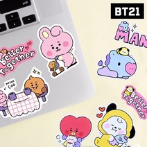 BT21 BTS 리무벌 스티커 노트북 태블릿 꾸미기 스티커, COOKY
