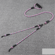 강아지 더블 트윈 두마리 리드줄 쌍고리줄 커플줄, V715-물결무늬 더블리드줄 대L, 핑크