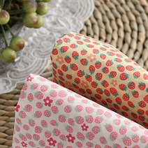 Fabric 원단 아사원단 대폭-60수아사 딸기딸기 딸기플라워 2컬러, 핑크핑크