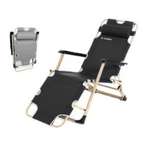 [트윈스몰] 스틸프레임 체어 와이드 침대의자 휴대용 접이식 침대의자 캠핑의자 사무실 접이식침대 간이침대, 와이드침대의자-블랙