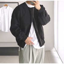 코튼 노카라 라운드넥 윈드 자켓 (3color)