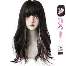 가발위드 긴머리 웨이브 투톤 통가발 아이러브제이+가발걸이1개+가발전용빗1개+가발망1개 세트상품, 네추럴블랙