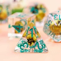 7 개대 해골 dnd 주사위 습기 d 주사위 d4 d6 d8 d10 d d12 d20 다면체 게임 주사위 테이블 게임 mtg rpg 세트, 노란 해골