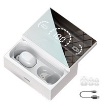 Cooela Led 슬라이딩 덮개 방수 블루투스 이어폰 노이즈캔슬링 휴대용 채널 스테레오, 흰색