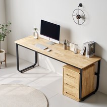 가구앤하우스 옥스포드 고무나무 원목 철재 책상 (900/1200/1500/1800), 07. 옥스포드 원목 입식책상 1800(블랙)