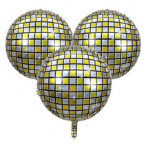 어른이랜드 파티 미러볼 풍선, 골드실버, 3p