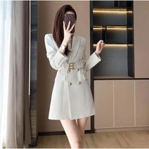 Momolatti 기장감 자켓 캐주얼 오피스룩 벨트 코디 더블버튼 언발 원피스