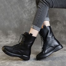 도오빠 프룩치 여성 워커 단화 미들 부츠 레이스업 단화 3CM 키높이 여자워커