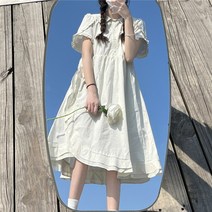 공주 소녀 샤랄라 원피스 인형 컬러블루 체크 소녀 여름블루 체크 일본 귀여운 대학 스타일 롱 스커트