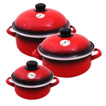 ELO 법랑냄비 2종세트 3종 4종 5종세트, 22.일반형16cm+20cm+24cm, 레드