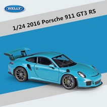 자동차 다이캐스트 어른 장난감 WELLY-124 포르쉐 GT3 RS 합금 스포츠카 모델 금속 차량 컬렉션 어린이 선물, [02] Blue