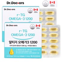 닥터닥터스 알티지오메가-3 1200/ 90캡슐 IFOS 최고등급 5-STAR 인증원료 rTG 작은 생선 멸치류 엔초비 /캐나다, 90정, 2개