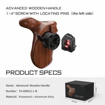 TILTA-고급 나무 손잡이 DSLR 카메라용 왼쪽 오른쪽 소니 캐논 BMPCC 니콘 핸들 부착물 NATO ARRI 1/4 인치-20, TA-AWH11-L-B, 02 TA-AWH11-L-B