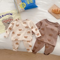 루라줌) 아기 유아 아동 키즈 돌아기 두돌 3살 4살 봄 가을 간절기 실내복 내복 내의 배앓이 잠옷 곰돌베어 동물 내복 상하복세트 어린이 아기내의 실내복 조카선물 돌선물