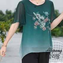알리팡(Alipang) 여성블라우스 통기성블라우스 중년여름블라우스 중년여성반팔블라우스