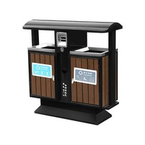 올템블리 분리수거장 부스 쓰레기 재활용 분리장 조립식, MX-FJ01 이중 분류 (나뭇결 황색)