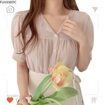 여성블라우스 한국 일본 스타일 큐트 시크 탑 프레피 스타일 걸스 v넥 싱글 브레스트 버튼 셔츠 여성용 블라우스 Flhjlwoc 한국 스타일