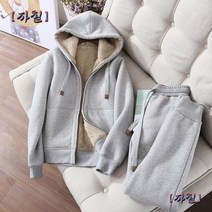 여성 한겨울용 퍼 내피 후드집엎 조거팬트 상하복 트레이닝복