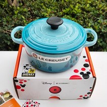 Lecreuset [르쿠르제] 미키 콜라보 양수 주물 무쇠냄비 18cm 신혼부부 집들이선물, 블루, 지름18cm 1.8L