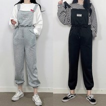 매일리룩 여성 캐주얼 패치 멜빵 조거 점프수트 팬츠