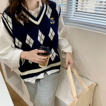 홈블리아 곰돌이 여성 니트 조끼 베스트