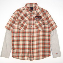 255.MLB 레이어드 체크 긴팔남방셔츠/중고/남성 100
