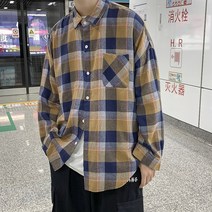 주니어코트 체크 긴소매 남자 봄가을 계절 트렌드 커플 하라쥬크 보이핏 볼륨 카라넥 와이셔츠 2549553543