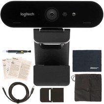Logitech BRIO UHD 4K 웹캠: (960-001105) with RightLight 3 and HDR Technology + Bundle Kit