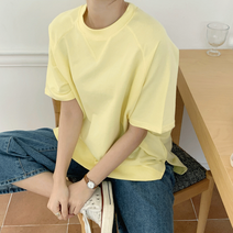 루즈핏 라운드넥 나그랑 무지 면 반팔 티셔츠 C33104K