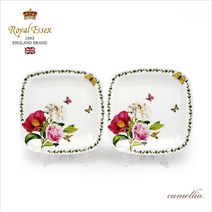 본차이나 대장미 그릇 모음/ 접시 찬기 면기 식기, 정사각접시 대 2p