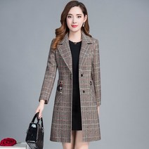 유에스 미시옷 중년여성의류 중년 여성의 격자 무늬 윈드 브레이커 여성 중간 길이 40 세 중년 어머니 봄과 가을 재킷 여성