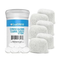 CleanEspresso 브레빌 에스프레소 머신용 클린 머신 클리닝 태블릿 필터(40정 + 6필터) - 2그램 교체 워터 필터 클리너 액세서리, CleanEspresso6