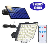 방가로용품 3 모드 PIR 모션 센서 방수 태양광 가로등 울타리 거리 정원 식 106/3, 02 106LED Remote 3Modes