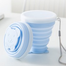 실리콘 접이식컵 강아지산책물컵 접이식 실리콘 컵 자바라 휴대용 물컵 생리컵소독 보관컵 용기, 블루, 1개