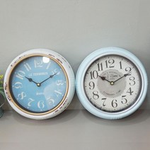 변색부식느낌 철제 빈티지메탈 원형시계 고급 미용실 병원 깔끔 디자인 시게 개업선물 주방, 스카이