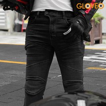 GLOVEO 오토바이 청바지 카고바지 워싱진 라이딩진 바이크진 슬림핏, 02_바이크진(블랙), 2XL(36), 블랙