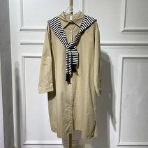 봄셔츠원피스 미드 롱셔츠드레스 여성 봄계절 줄무늬 니트 걸치다 어깨 와이드 루즈핏 4392071757