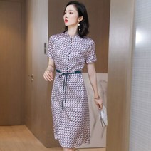 캐시미어 비싼 격자 무늬 패턴 스커트 원피스 하객룩 고급스러운 돌잔치 플라워 선물 실크 드레스